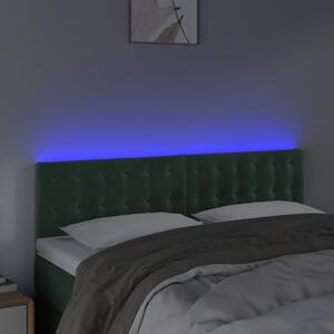 Čelo postele s LED tmavě zelené 144x5x78/88 cm samet
