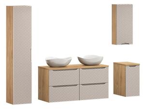 Comad Koupelnová sestava Ocean Cloud se skříňkami a umyvadlem 120 cm béžová/dub olejovaný