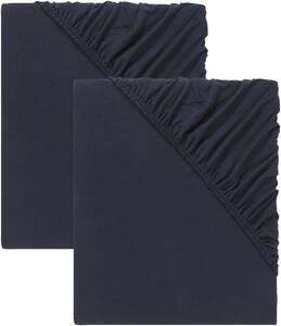 Livarno home Sada žerzejových napínacích prostěradel, 90-100 x 200 cm, 2dílná, tmavě modrá (800008922)