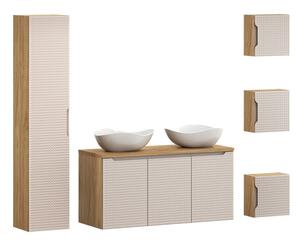 Comad Koupelnová sestava Luxor Beige Cloud se skříňkami a umyvadly 120 cm béžová/dub olejovaný