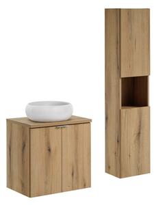 Comad Koupelnová sestava Nova Oak se skříňkami a umyvadlem 60 cm dub evoke/bílá