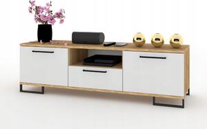 TV stolek/Komoda do obývacího pokoje s dvířky a šuplík HANIA KWADRO 150 Craft Bílá