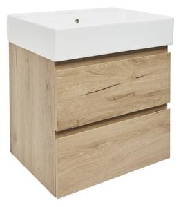 Koupelnová skříňka 2 zásuvková s umyvadlem SAT B-Way 59x50x45 cm dub mat BWAY260OAKU2BI