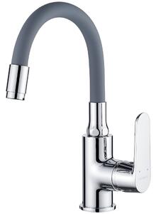 Kuchinox Dima, umyvadlová baterie s flexibilním výtokem h-280, šedá-chromová, LAV-BQD_021D