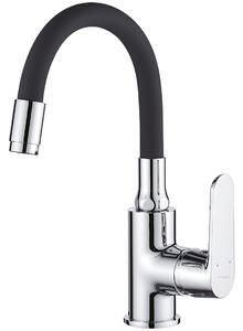 Kuchinox Dima, umyvadlová baterie s flexibilním výtokem h-280, černá-chromová, LAV-BQD_021B