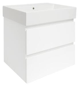 Koupelnová skříňka s keramickým umyvadlem SAT B-Way 59x50x45 cm bílý lesk BWAY260WU2BI