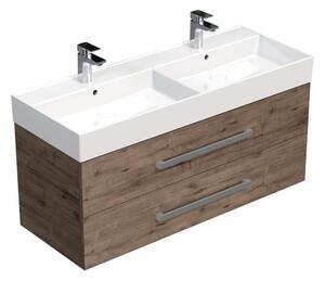 Koupelnová skříňka s umyvadlem SAT Cube Way 120x53x46 cm dub Wellington mat CUBE461202DWSAT