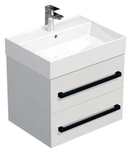 Koupelnová skříňka s černou úchytkou a umyvadlem SAT Cube Way 60x53x46 cm bílá lesk CUBE46C602BISAT