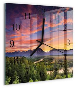 Skleněné hodiny na stěnu Krajina zskc-30x30-00176794