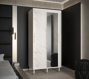 Šatní skříň Abi Calipso Marmur 2 Barva korpusu: Bílá, Rozměry: 100 cm, Dveře: Bílý Marmur + zrcadlo