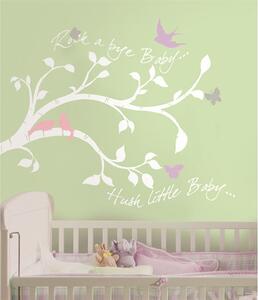 RoomMates Samolepky na zeď - dekorace Větev stromu, motýli a ptáci