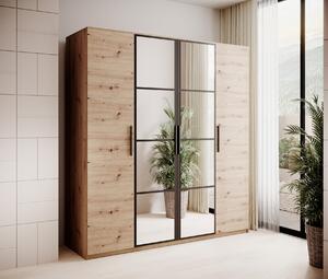 Šatní skříň se zrcadlem 205 cm GEPTIS - dub artisan