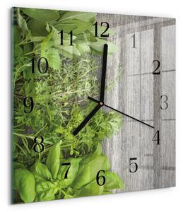 Skleněné hodiny na stěnu Bylinky zskc-30x30-00176803