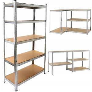 Kovový regál do skladu MALATEC 180x90x40 cm, garážový, 5 Polic, nosnost 875 kg, 2v1