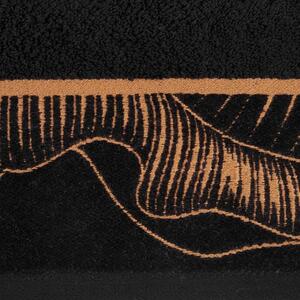 Černý ručník PEONIA1 s bordurou 50x90 cm Rozměr: 70 x 140 cm