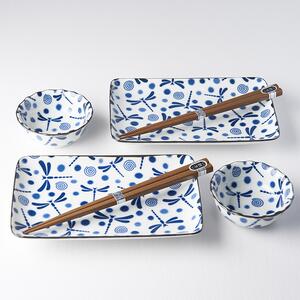 MIJ (MADE IN JAPAN) Sushi set Blue Dragonfly Design