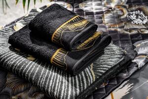 Černý ručník PEONIA1 s bordurou 50x90 cm Rozměr: 50 x 90 cm