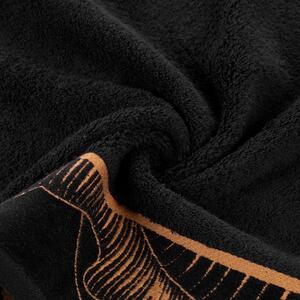 Černý ručník PEONIA1 s bordurou 50x90 cm Rozměr: 50 x 90 cm