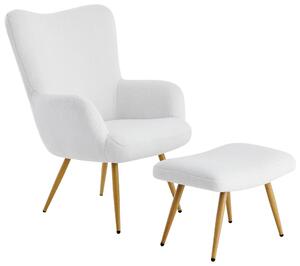 RELAXAČNÍ KŘESLO S TABURETEM, kov, textil, bílá Ti'me - Křesla klasická