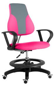 Dětská rostoucí židle s podnoží BAMBINO – látka, šedo-růžová