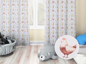 Biante Dětský bavlněný závěs Sandra SA-752 Slepičky a husy na bílém 150x140 cm