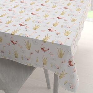 Biante Dětský bavlněný obdélníkový ubrus Sandra SA-752 Slepičky a husy na bílém 50x100 cm
