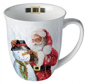 Porcelánový vánoční hrnek Santa a sněhulák 400 ml