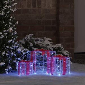 VidaXL Dárková krabice 3 ks 60 LED 20 x 20 x 20 cm Akryl [42019094] Barva: Modrá