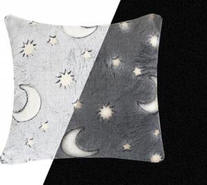 Dekaland Svítící mikroplyšový povlak na polštářek (40x40cm) - Modern Barva: Měsíc a hvězdy
