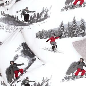 Povlečení KLASIK SOFT snowboard bílošedá 140 x 200/70 x 90 cm