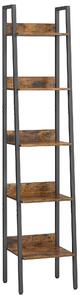 KNIHOVNA, hnědá, černá, 33.8/170/30 cm Boxxx - Knihovny, Online Only