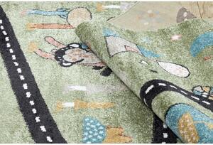 Dětský kusový koberec Cesta z města zelený 80x150cm