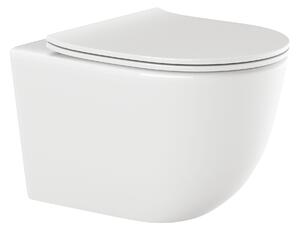 Invena Tinos, závěsná WC mísa Rimless 495x365x360 mm + SLIM toaletní sedátko s pomalým zavíráním, bílá lesklá, INV-CE-91-001-W