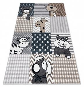 Dětský kusový koberec Zvířátka šedý 80x150cm