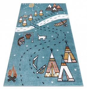 Dětský kusový koberec Indiánská vesnice modrý 120x170cm