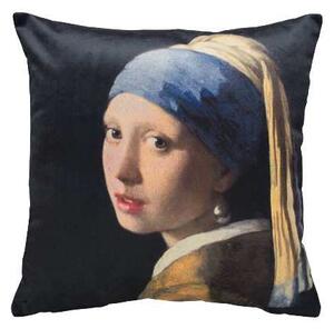 Povlak ART VELVET vermeer-dívka s perlou černá 45 x 45 cm