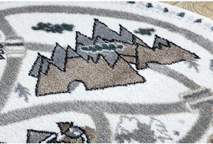 Dětský kusový koberec Vesnička krémově bílý kruh 100cm