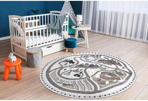 Dětský kusový koberec Vesnička krémově bílý kruh 160cm
