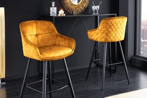 Barová židle EUPHORIA 100 CM tmavě žlutá samet Nábytek | Jídelní prostory | Barové židle