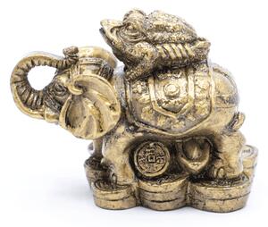 Třínohá žába na slonovi - soška Feng shui