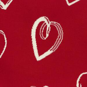 Pletený pléd DESIGN srdce červenosmetanová střední 130 x 200 cm