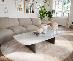 DELIFE Konferenční stolek Edge oválný tvar 140×80 cm keramika Onyx Pearl Salto kov titanová barva