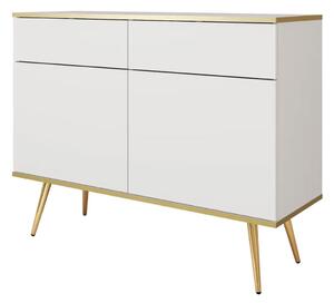 Komoda KSZ107 bílá, zlaté nohy Oro