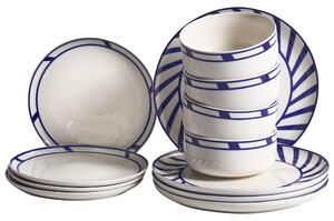 Sada 12 kusů nádobí SHISO Porcelán Bílá/Modrá
