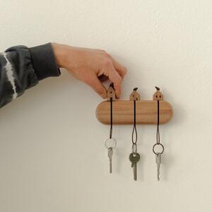 Dřevěný držák na klíče Houses