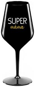 SUPER MÁMA - černá nerozbitná sklenička na víno 470 ml
