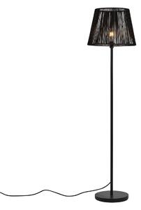 Venkovní stojací lampa černá s černým lanovým stínidlem IP44 - Virginia Jayla