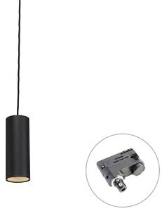 Designové závěsné svítidlo černé vč. adaptéru na lištu 3-fázové - 3-fázové Tubo