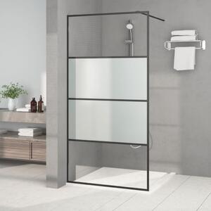 Sprchová zástěna walk-in černá 100x195 cm napůl mléčné ESG sklo 152127