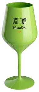 JSI TOP KÁMOŠKA - zelená nerozbitná sklenička na víno 470 ml